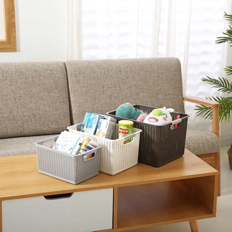 Rattan storage large plastic basket empty storage basket bedroom finishing children's basket toys storage supplies