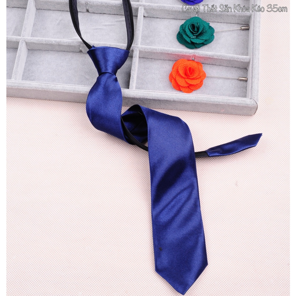 Cavat Thắt Sẵn Bản Nhỏ 5cm Khoá Kéo Chiều Dài 35cm