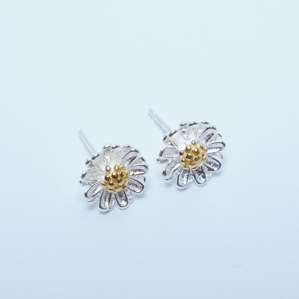 Bông Tai Bạc Hoa Cúc- Trang Sức TNC Jewellery