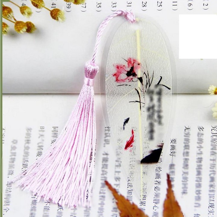 Bookmark gân lá ép mỏng bookmark cổ trang dây tuyến đánh dấu trang sách phong cách cổ trang Trung quốc cổ đại