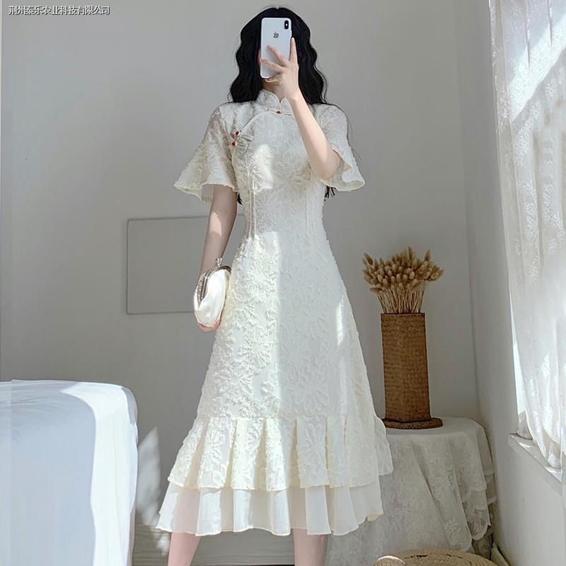 Đầm Sườn Xám Cách Tân Dáng Dài Thời Trang Mùa Hè Xinh Xắn Cho Nữ