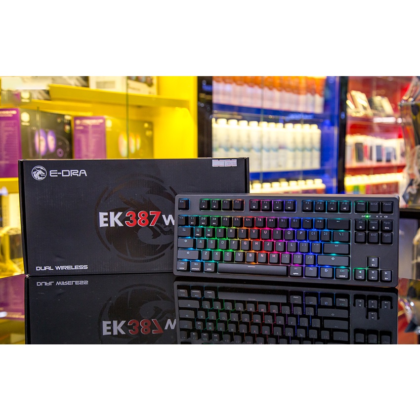 Bàn phím cơ chơi game không dây E-Dra EK387W Rgb - Led Rgb - Gateron swicth - Kết nối 3 chế độ