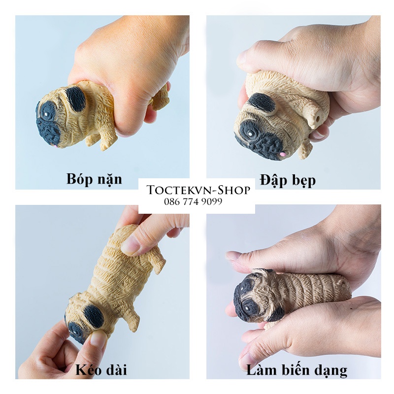 Hottrend: Đồ chơi Cún Pug Silicon, Cún Pug Silicon Xả Stress Biến hình bóp nắn co giãn, đồ chơi xả stress hiệu quả