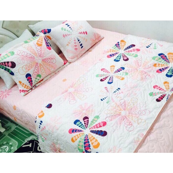 Bộ 1 chăn mền, 1 drap nệm, 1 vỏ gối ôm, 2 vỏ gối nằm cotton mềm mại cho phòng ngủ đẹp mắt (giao màu ngẫu nhiên)