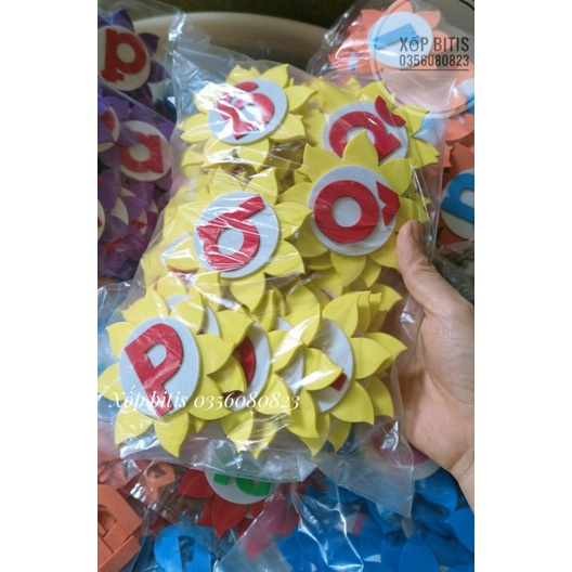 Bộ hoa 29 chữ cái và 10 số 9cm dành cho trẻ mầm non tập đếm