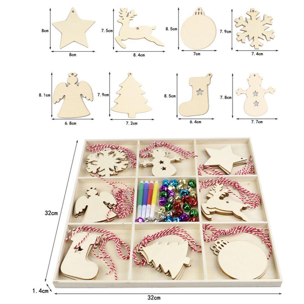 Set 100 Phụ Kiện Treo Trang Trí Cây Thông Noel Bằng Gỗ Màu Đỏ Sang Trọng