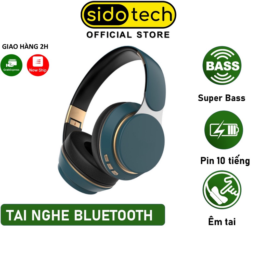 Tai nghe chụp tai bluetooth không dây SIDOTECH S70 pin trâu chống ồn chơi thể thao gaming cho điện thoại máy tính laptop