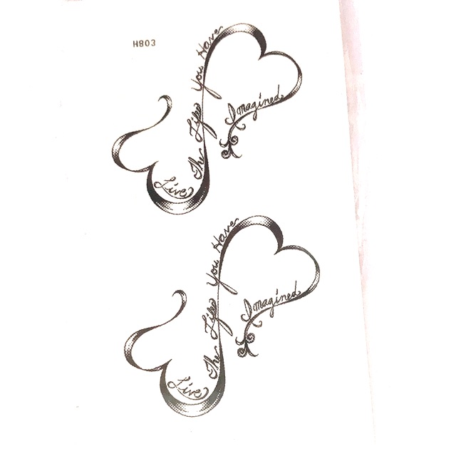 Hình xăm dán vô cực trái tim 10x6cm_ mua 5 tặng 1 mini tattoo