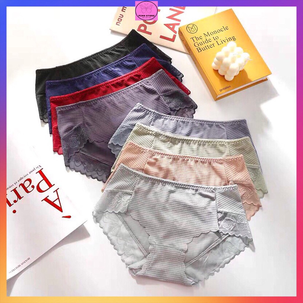 Quần Lót Nữ Thun Lạnh Trơn Su Phối Ren Sexy Mềm Mại PINK STORE QL2207