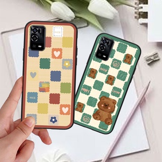 Ốp Oppo A55 4G / A55 5G in hình gấu caro đen trắng dễ thương siêu bền