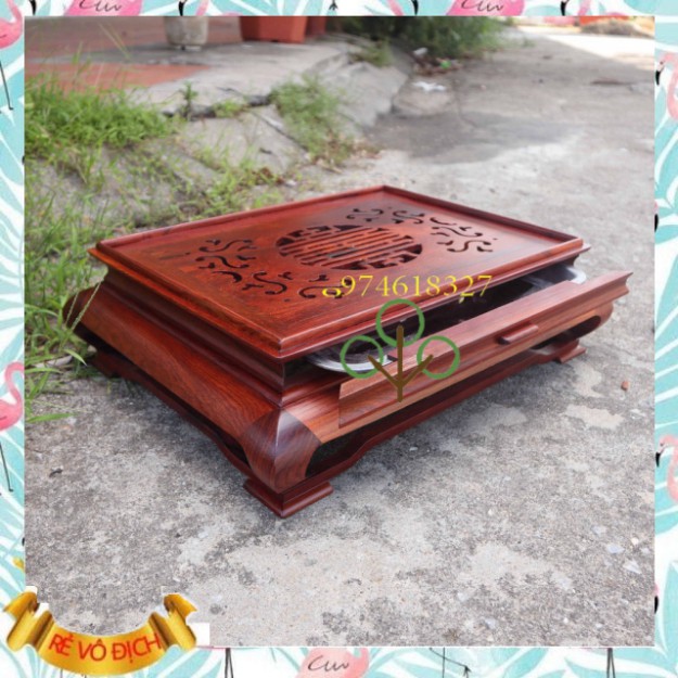 Bàn trà ấm chén phòng khách gỗ cẩm cỡ 45x35 cao 15