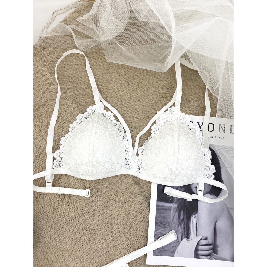 Bộ đồ lót bralette trắng có dây ôm ngực mút mỏng BRAHY 111