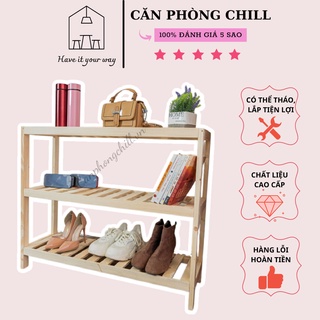 Kệ Giày Gỗ 2 Tầng 3 Tầng - Giá Để Đồ Trang Trí Phòng Nội Thất Hàn Xẻng Gỗ Thông Nhập Khẩu Cao Cấp [ KT 80 x 26 x 50 cm ]