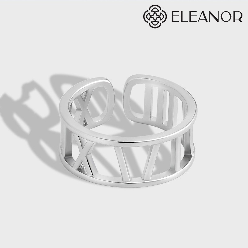 Nhẫn Bạc Eleanor Hình Số La Mã Bản Lớn + Tặng Khăn Lau Bạc Cao Cấp - SP001077