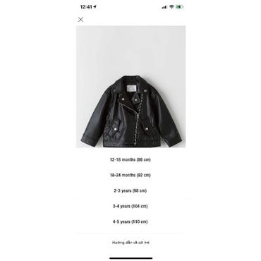 áo khoác da zara kids authentic