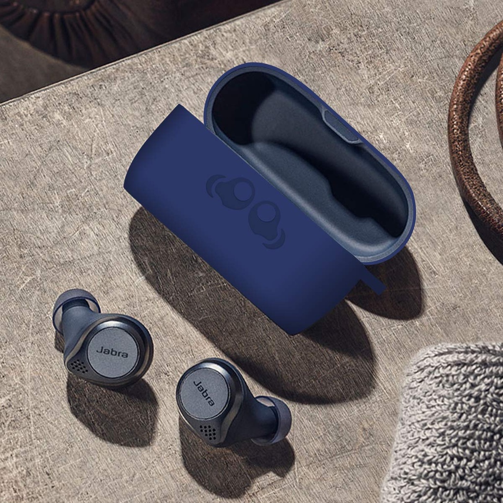 Vỏ Bảo Vệ Hộp Sạc Tai Nghe Jabra Elite Active 75t Chất Liệu Silicon Mềm Có Móc Khóa