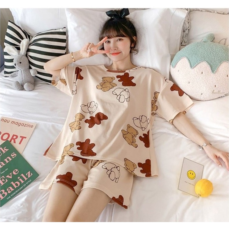 Bộ đồ mặc ở nhà dành cho nữ nhiều hoạ tiết dễ thương chất cotton co dãn thoải mái