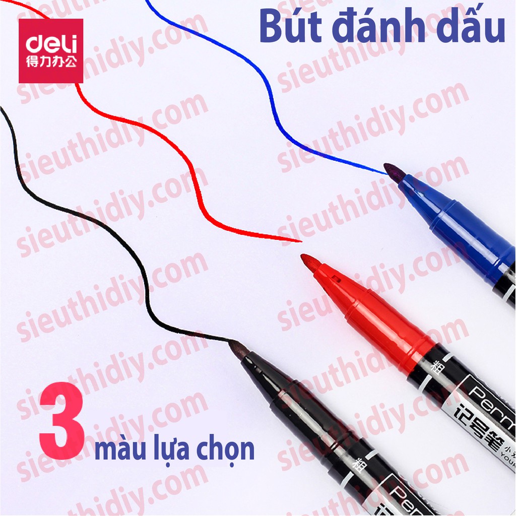 Bút đánh dấu DELI 2 đầu, ghi đĩa CD, mực không phai