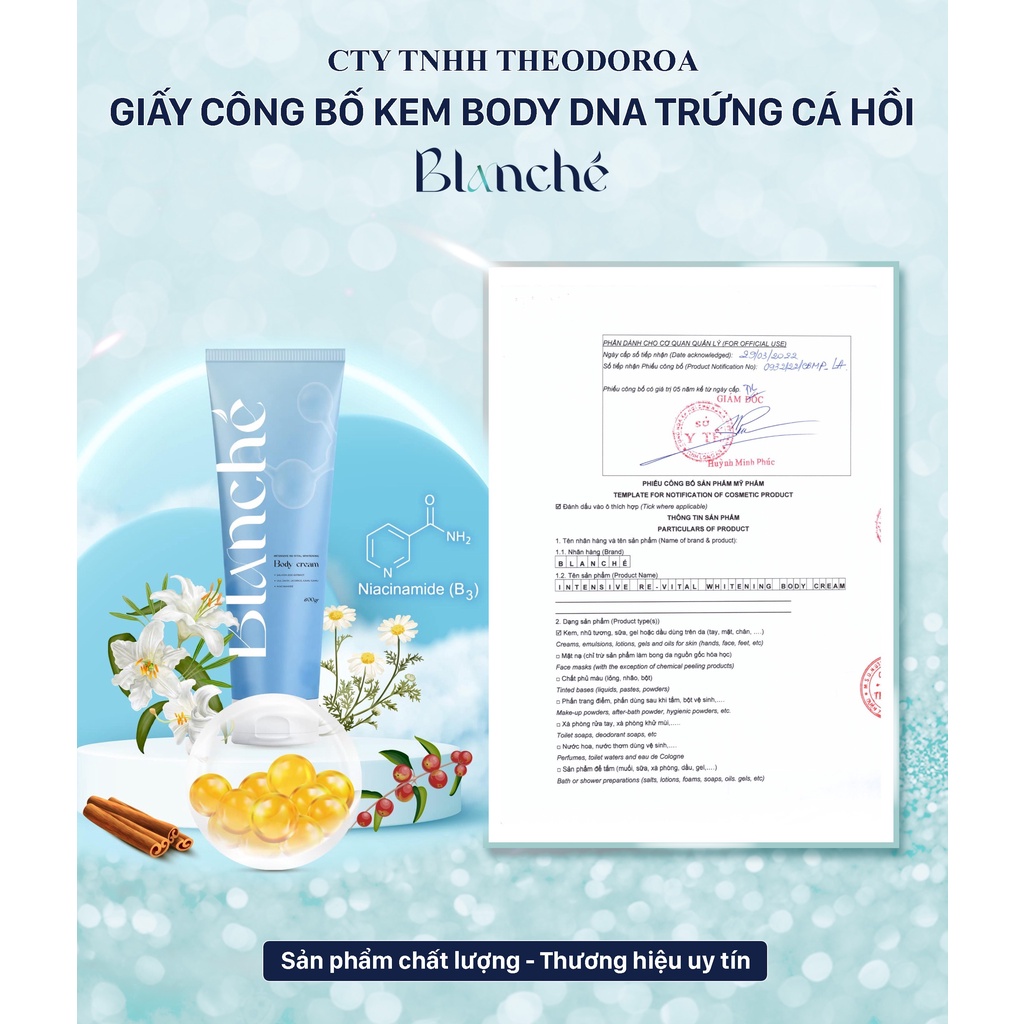 Body DNA Trứng Cá Hồi Balanché Creame Dưỡng Trắng Toàn Thân 200ml