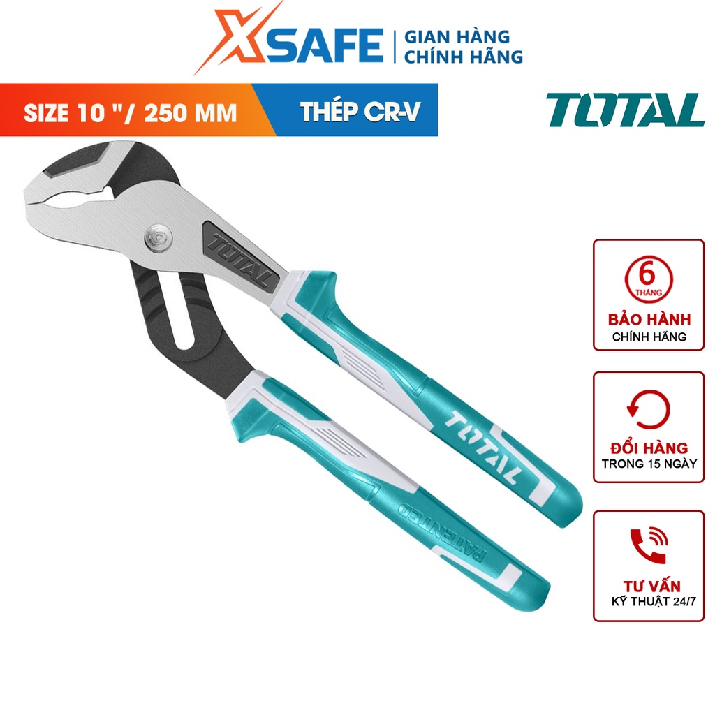 Kìm mỏ quạ TOTAL THT281005 10&quot;/250mm, miệng 50mm thép Cr-V sơn đen mờ kềm mỏ quạ lớn siêu cứng, chống mài mòn