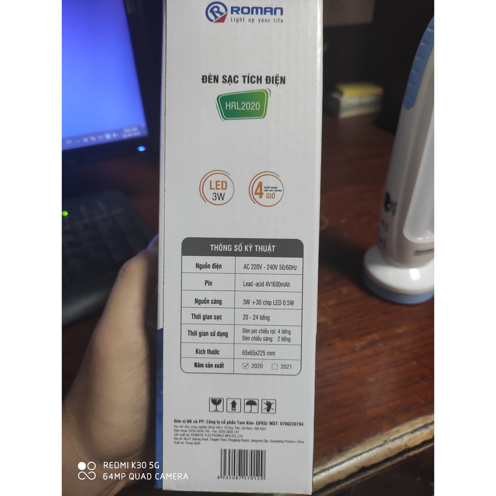 Đèn sạc tích điện 2 trong 1 LED Roman cao cấp HRL2020