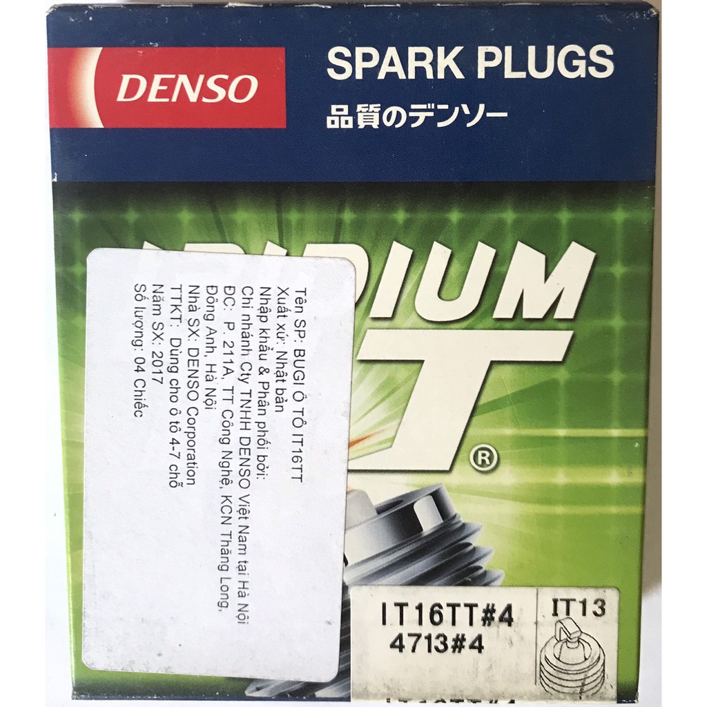 Bugi Denso chính hãng Iridium chân côn ngắn IT16TT (Bộ 4 bugi)