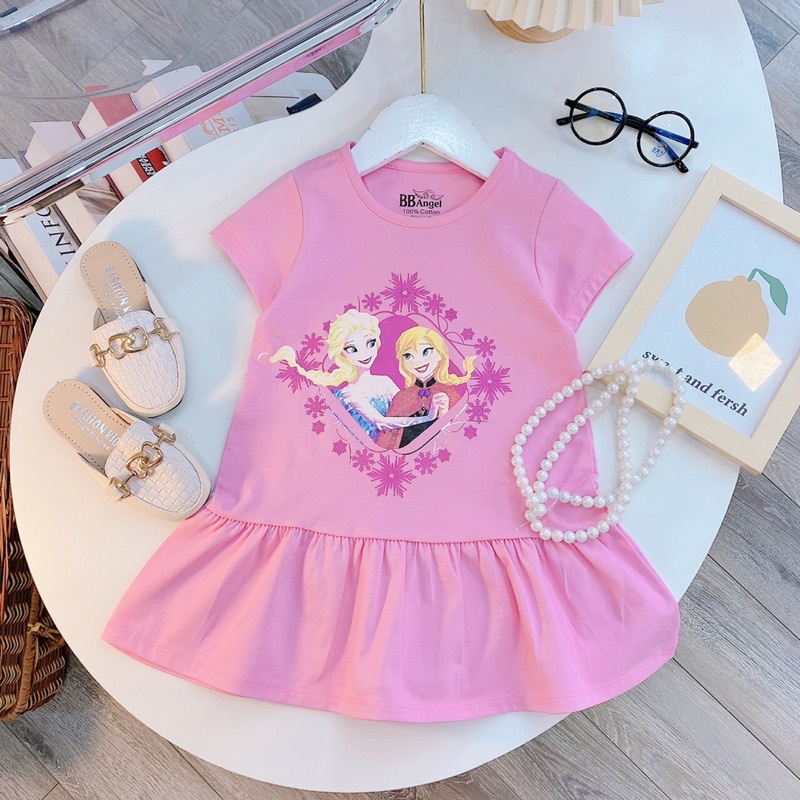 Váy đuôi cá bé gái chất liệu cotton in hình Minnie & Daisy, Công chúa Sofia, Công chúa Elsa & Ana, Mèo Kitty
