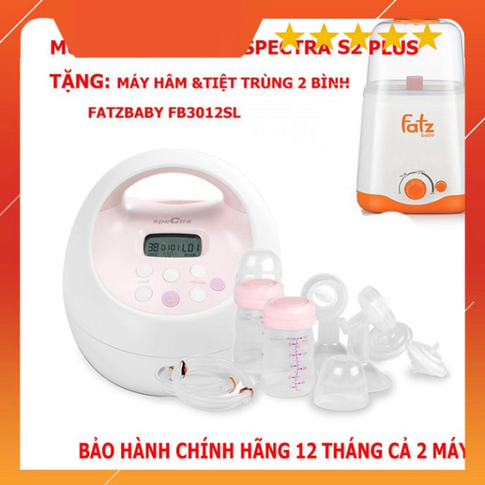 Mua Máy Hút Sữa Spectra S2 Plus tặng Máy Hâm Nóng Và Tiệt Trùng 2 Bình Cổ Rộng FatzBaby FB3012SL