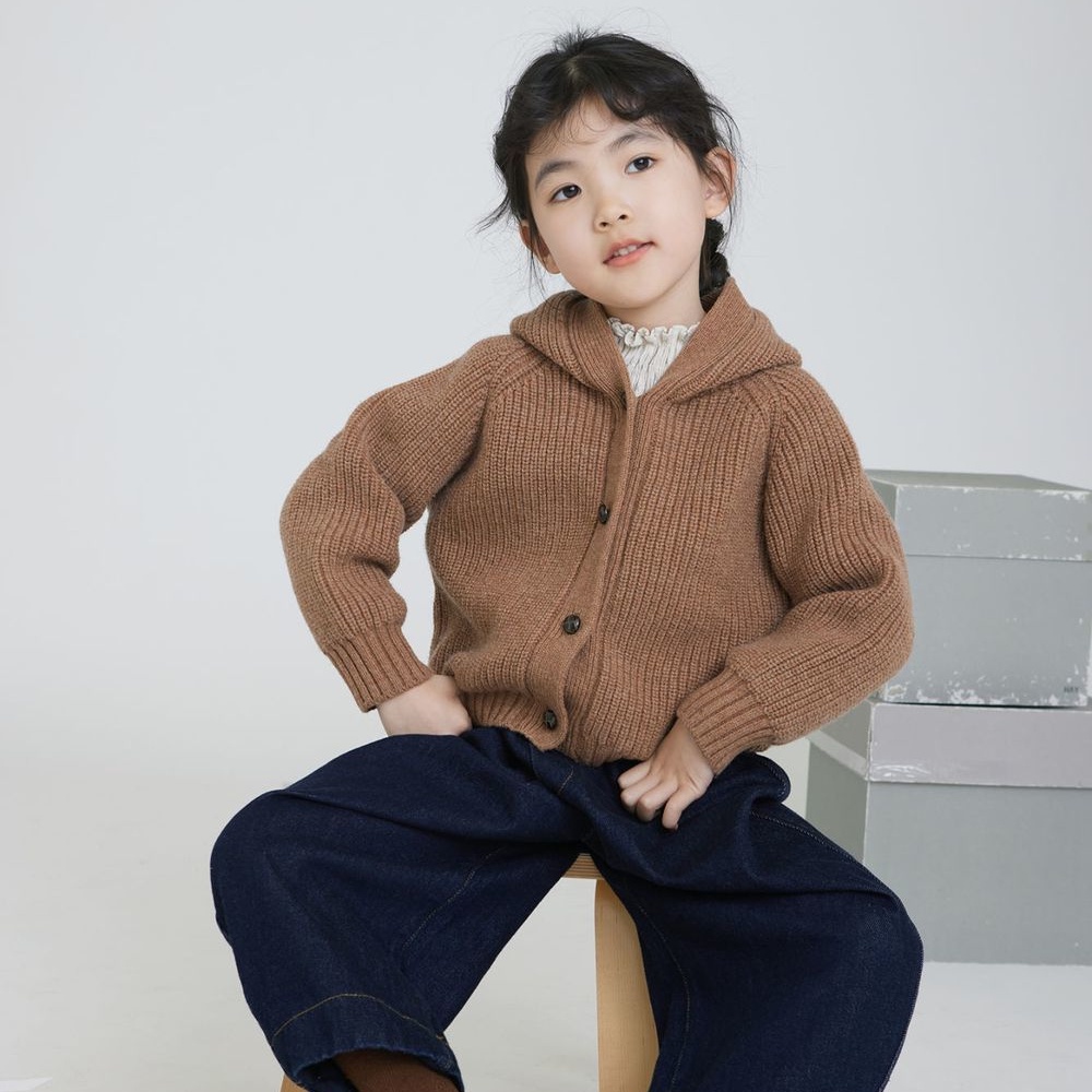 Áo Khoác Cardigan Có Mũ Trùm Đính Quả Bông Dễ Thương Cho Bé Trai