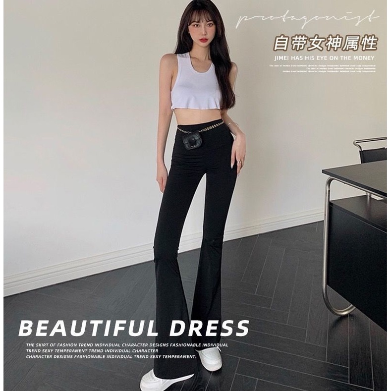 Quần legging nữ,Quần ống loe cạp cao dáng dài hotgirl siêu hack chân nâng mông 3 size Q22