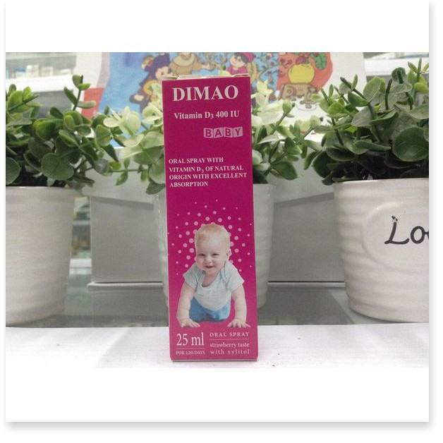 Dimao - Vitamin D3 Dạng Xịt 400IU, Hàng Nhập Khẩu Châu Âu, Hương Dâu, Hiệu Quả Và Hấp Thu Tốt (mẫu mới)