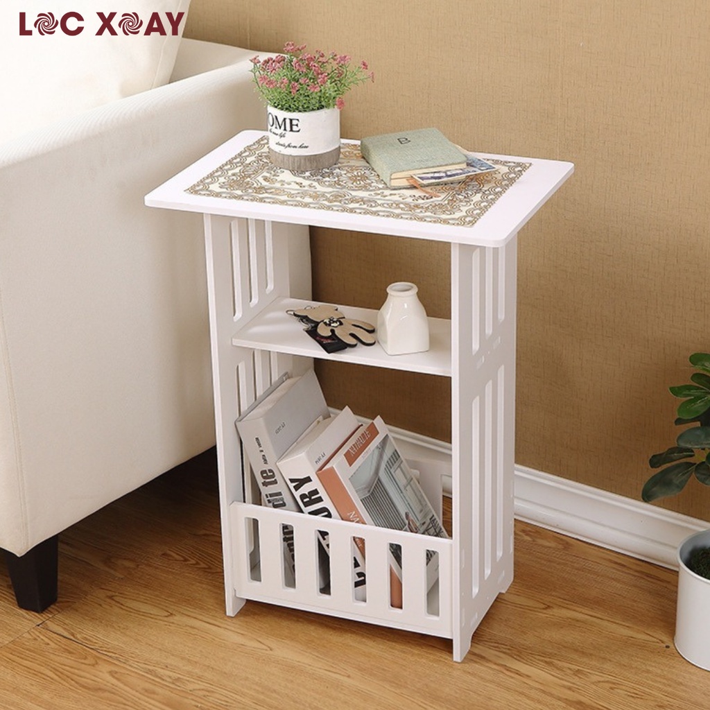 Kệ Để Đầu Giường Gỗ Nhựa Pitech Lắp Ghép An Toàn Thân Thiện Môi Trường, Bàn Trà Mini Decor Phong Cách Bắc Âu_Lốc Xoáy