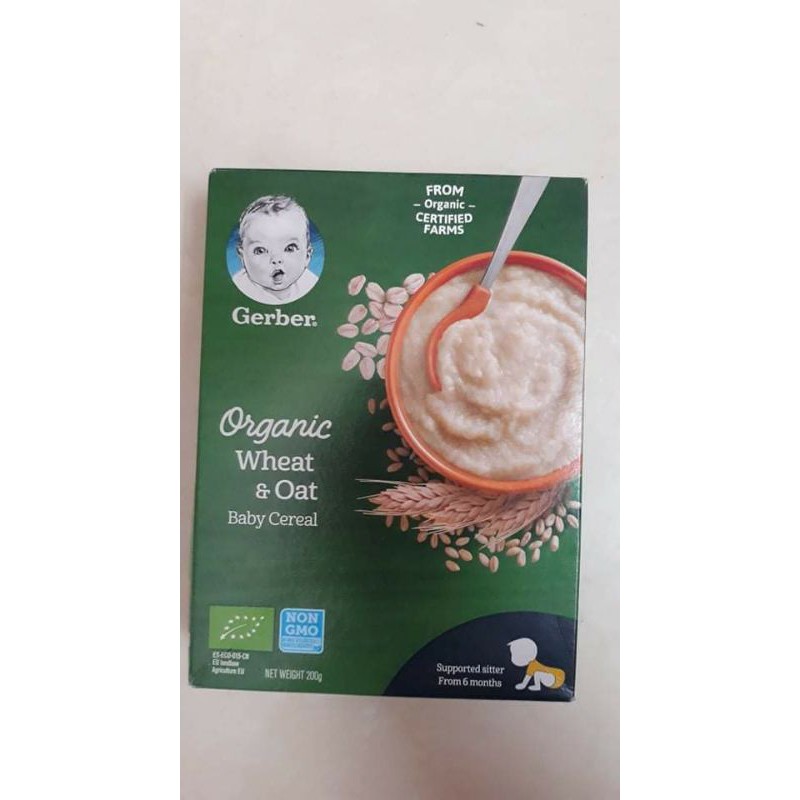 Bột ăn dặm Gerber Organic lúa mì yến mạch 200g (Từ 6 tháng)