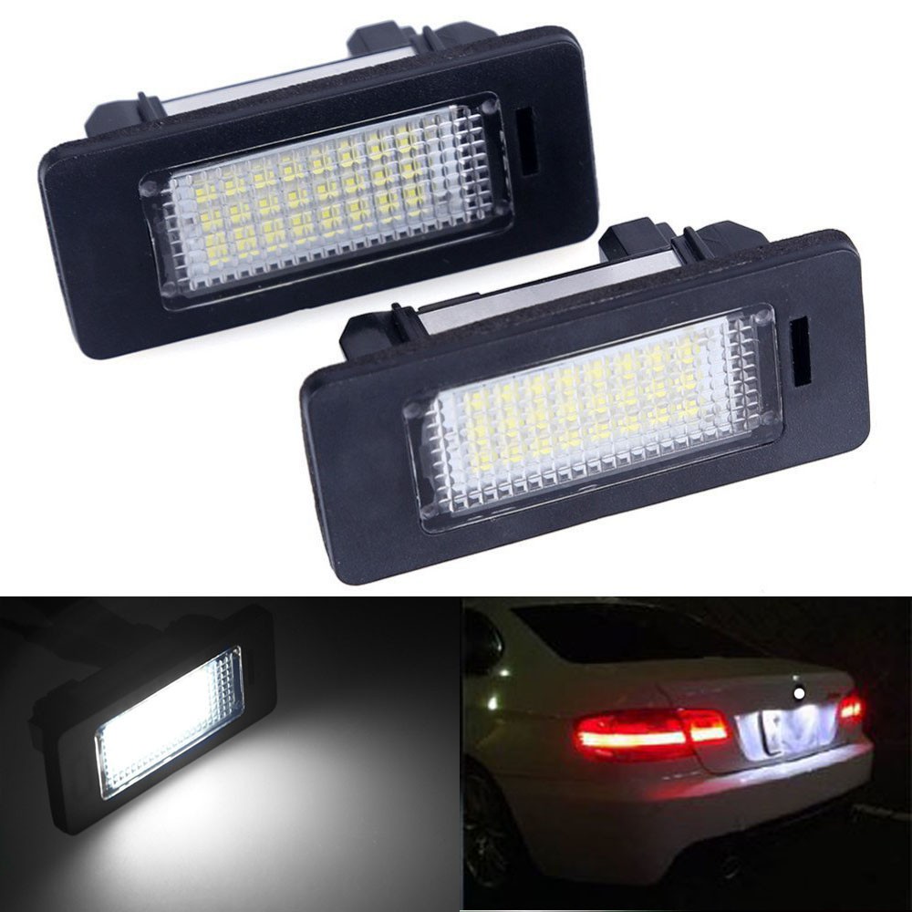 Bộ 2 Đèn Led Ánh Sáng Trắng Gắn Biển Số Xe Hơi BMW 1 3 5 X Series Error Free 3W 24 Led X5 X6 M3 E39 E60 E70 E82 E90 E92