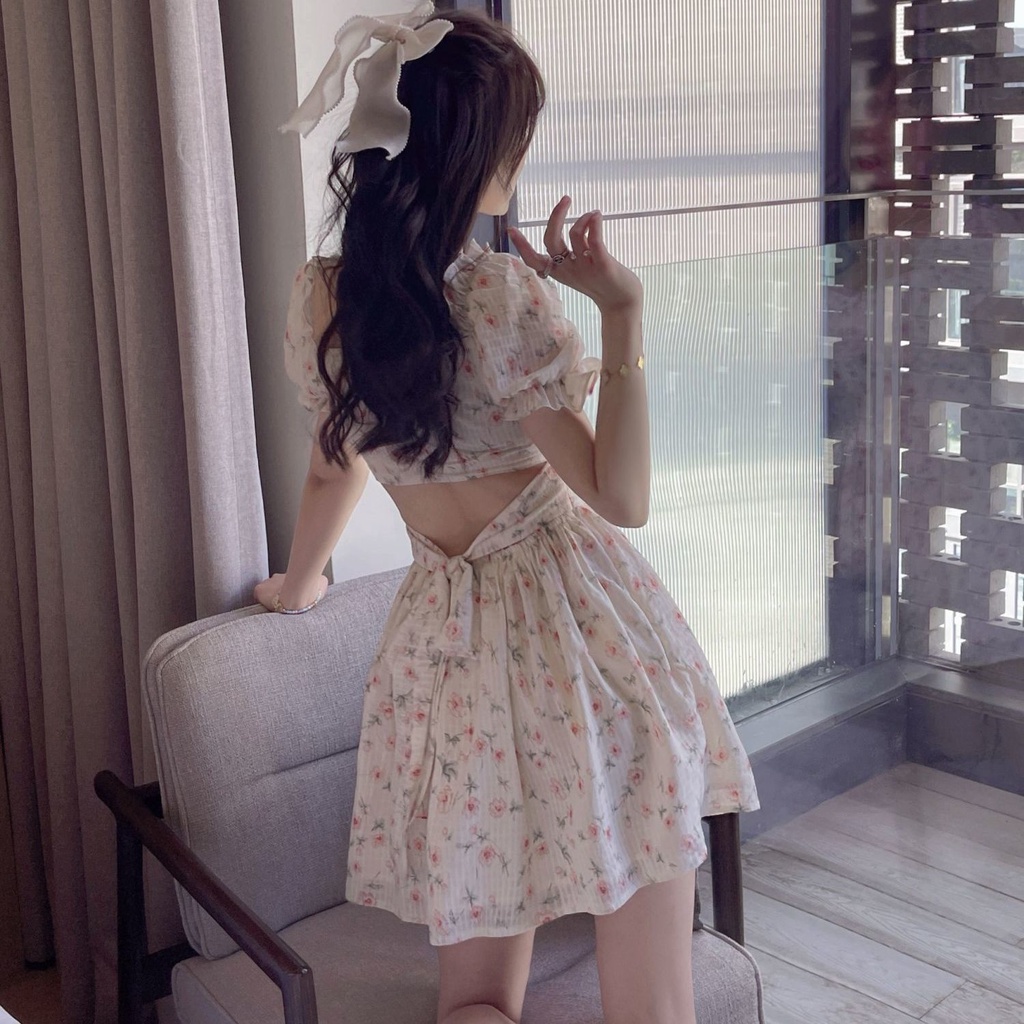 Đầm Voan Hoa Hở Lưng Thời Trang Mùa Hè Dành Cho Nữ 2022