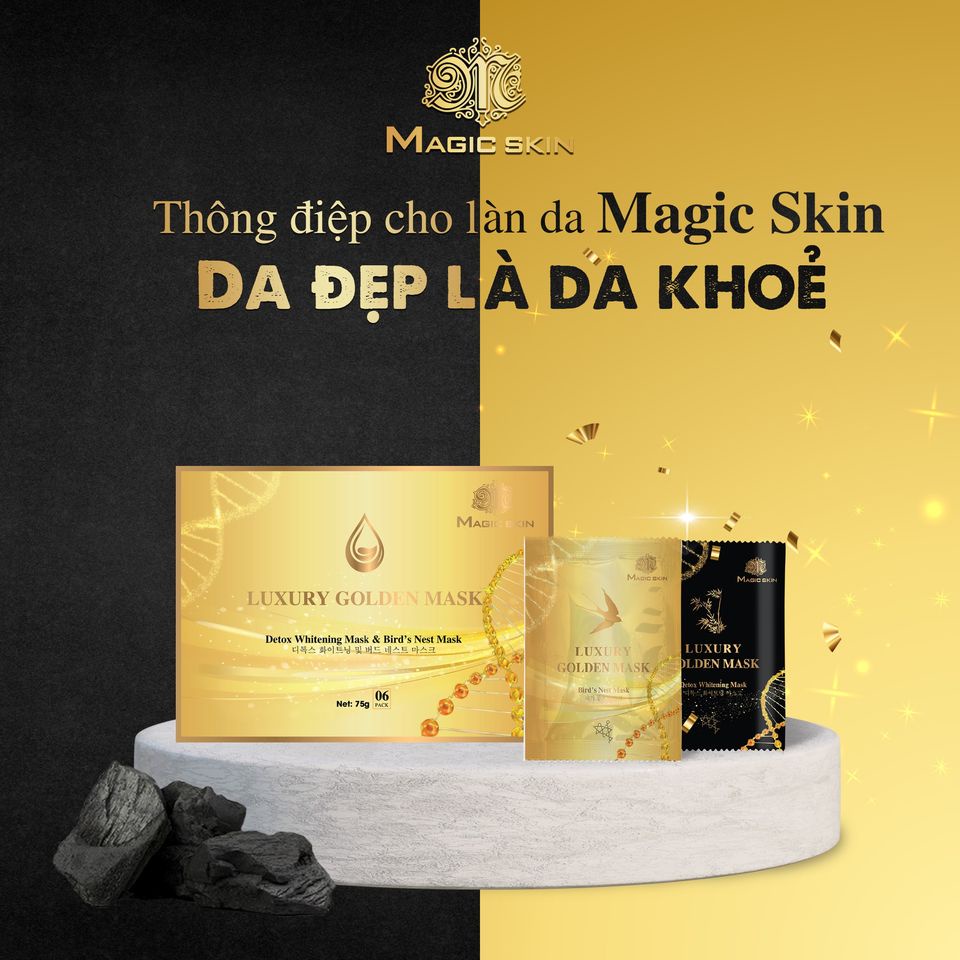 Ủ YẾN THẢI ĐỘC Luxury Golden Mask  Mặt nạ dưỡng trắng hút chì Magic Skin  HỘP 6 gói ✔ CHÍNH HÃNG