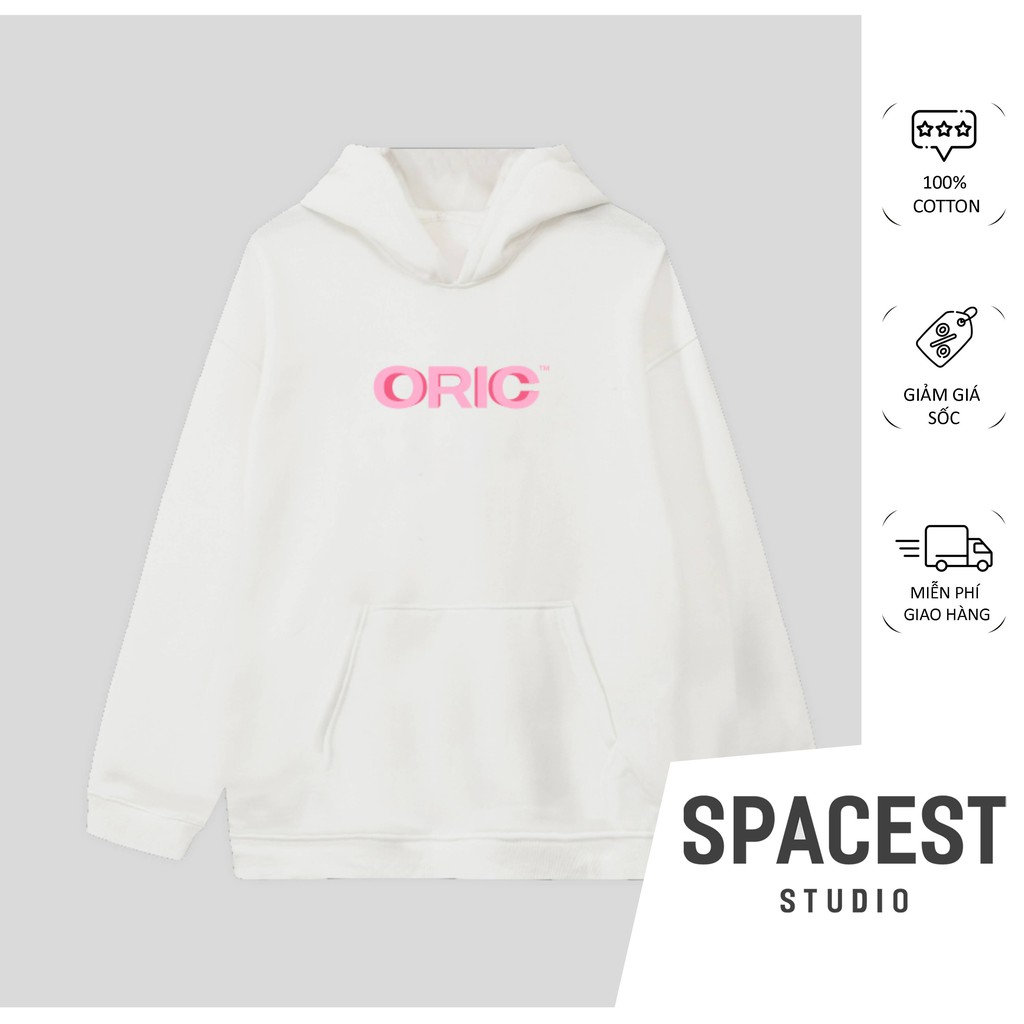 Áo Hoodie Nam Nữ Form Rộng Nỉ Mỏng In Chữ ORIC Spacest Studio, Hoodie Nam Nữ Có Mũ Unisex TV5014A