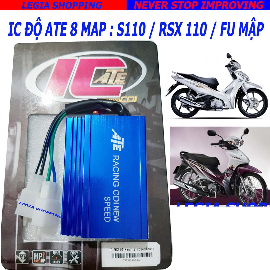 IC ĐỘ - MỞ TUA ATE RACING 8 MAP CHỈNH GẮN WAVE S110 / RSX 110 / FU MẬP 125
