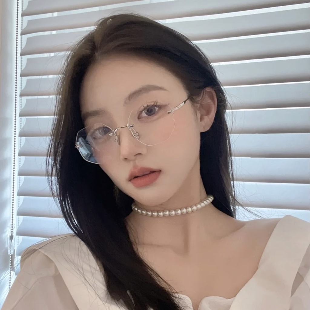 Mắt Kính Gọng Kim Loại Chống Bức Xạ Phong Cách Retro Hàn Quốc Cho Nam Nữ