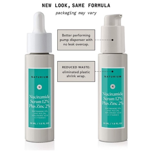 NATURIUM Tinh chất trắng da, xóa tàn nhang, kiềm dầu, kích thích collagen Niacinamide Serum 12% Plus Zinc 2% 30ml