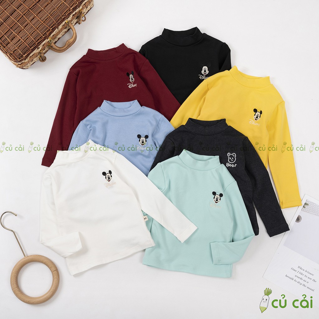 [XẢ KHO] Áo bé trai, Áo bé gái. Áo giữ nhiệt chất cotton len họa tiết Mickey ATD10