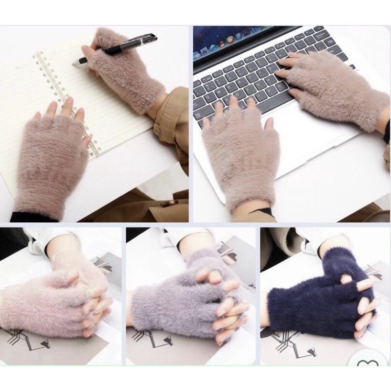 Găng Tay Lông Hở Ngón Phong Cách Hàn Quốc, Găng Tay Học Sinh, Sinh Viên, Văn Phòng Chuyên Dụng