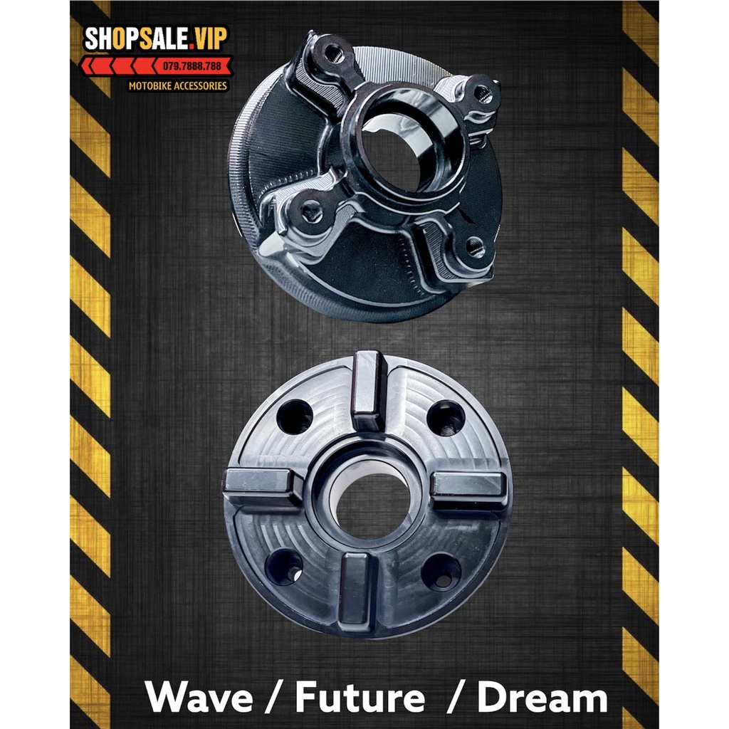 Cùi Đĩa Nhôm CNC Cho Wave/Future/Dream Mẫu GH-Racing (Màu Đen)