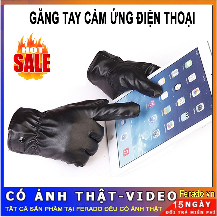 Găng tay da cảm ứng điện thoại,bao tay da mùa đông nam nữ lót nỉ lông dày dặn siêu ấm cảm ứng dùng được điện thoại đi xe