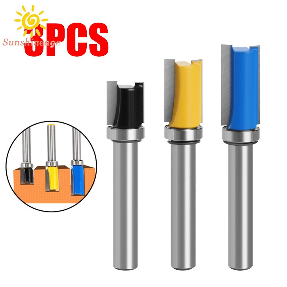 SUNAGE- ~3pcs 8mm Shank Flush Trim Router Bits Top Bottom Bearing Wood Milling Cutter【SUNAGE-HOT Fashion】