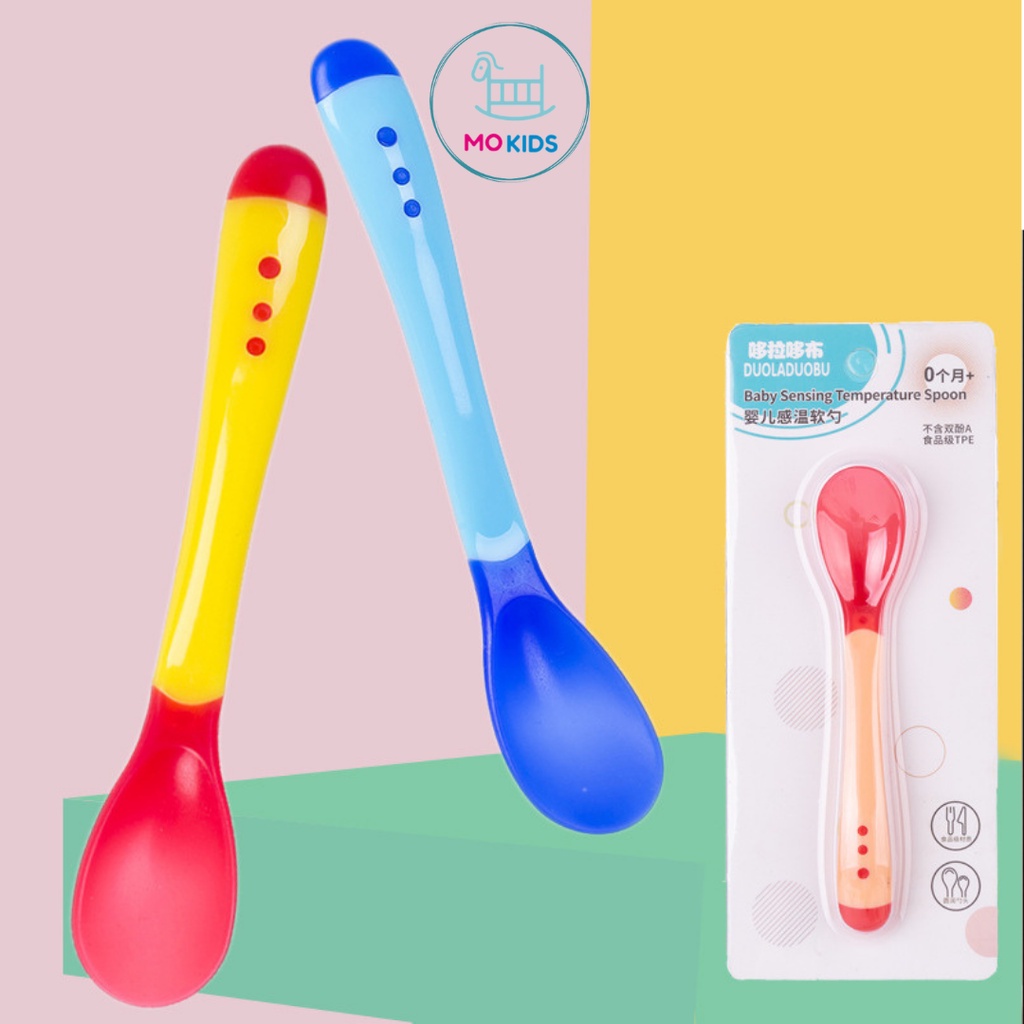 Thìa Ăn Dặm Báo Nóng Silicon Cho Bé - MOKIDS