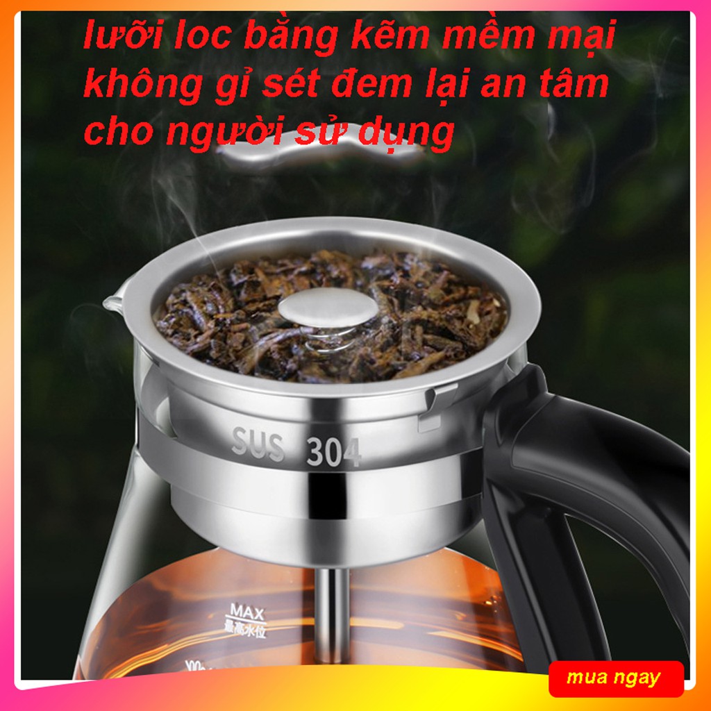 [ xả kho ] bình pha trà tự động ecoking thể tích 1l pha trà siêu tốc vỏ được làm bằng thủy tinh lưỡi loc inox chống gỉ