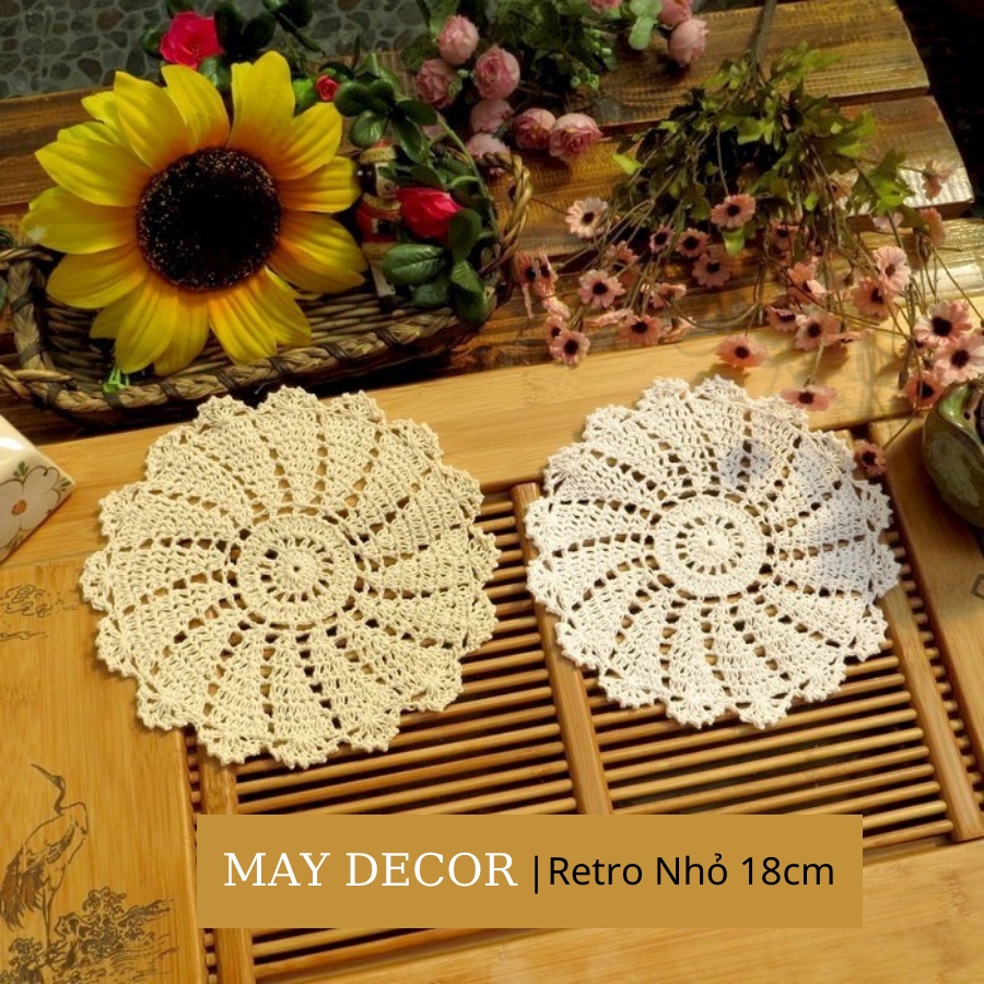 Miếng Lót Lọ Hoa Tấm Lót Ly Cốc Từ Len Đan Móc Phụ Kiện Trang Trí Vintage Phong Cách Retro | LizFlower