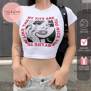 Croptop nữ tay ngắn - áo thun ôm body màu trắng