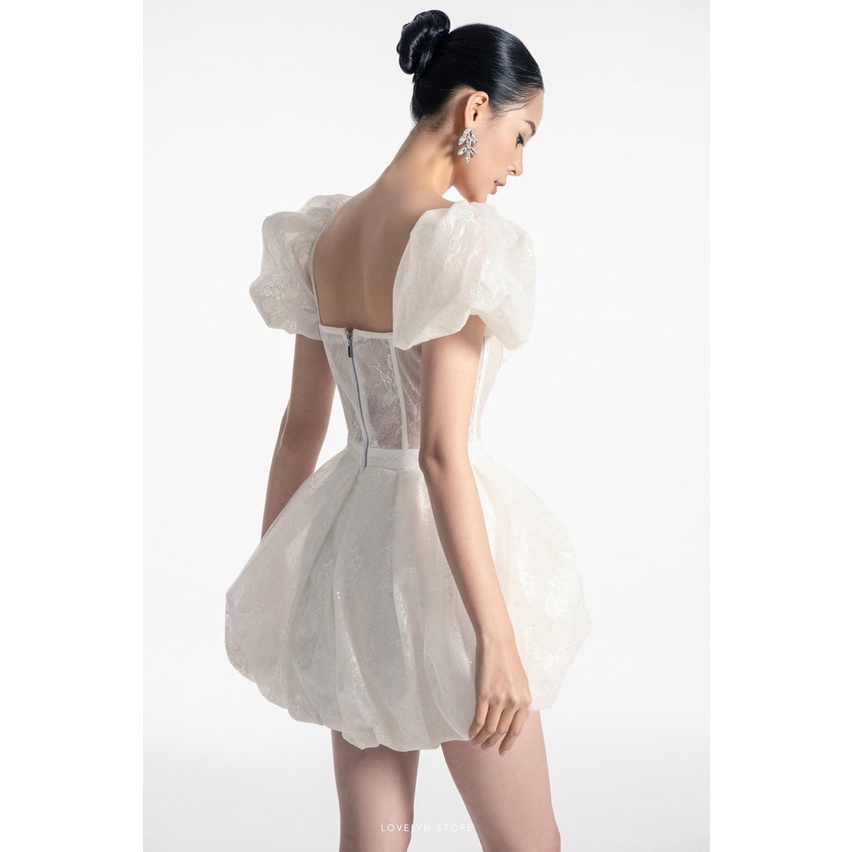 Đầm ren cúp ngực tay ngắn xòe tiểu thư công chúa đi tiệc sang trọng ulzzang